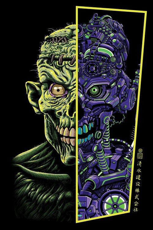 Zombie Vs Robot by Alberto Perez wall art