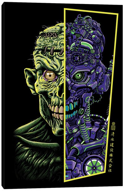 Zombie Vs Robot Canvas Art Print - Alberto Perez