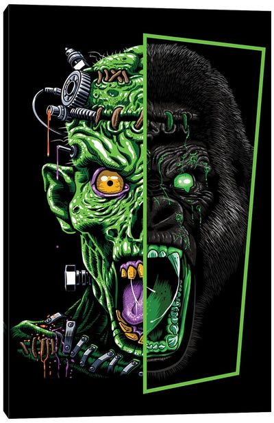 Zombie Vs Gorilla Canvas Art Print - Alberto Perez