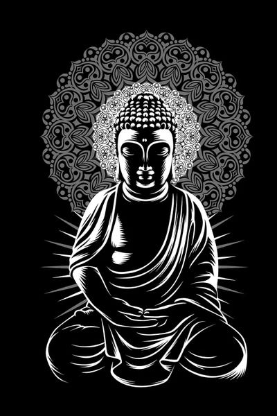 Black & White Patterns: Buddha Practicing Yoga by Alberto Perez