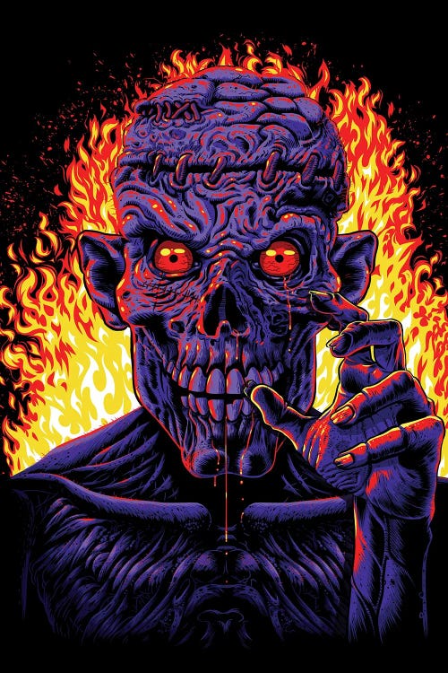 Zombie In Flames by Alberto Perez wall art