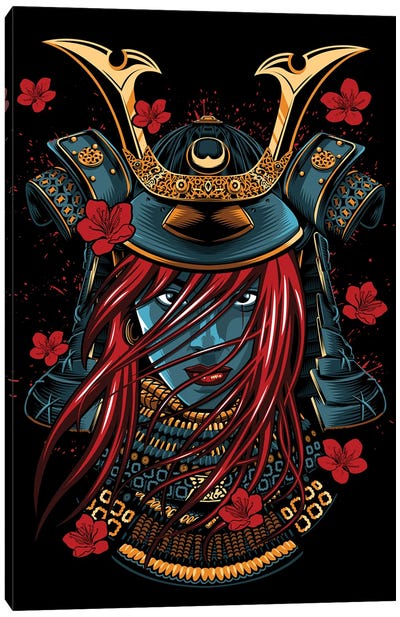 Redhead Girl Samurai Canvas Art Print - Warrior Art