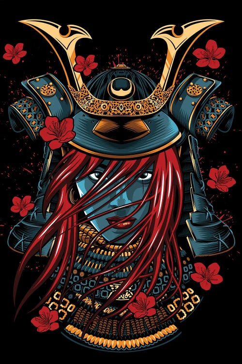 Redhead Girl Samurai by Alberto Perez wall art