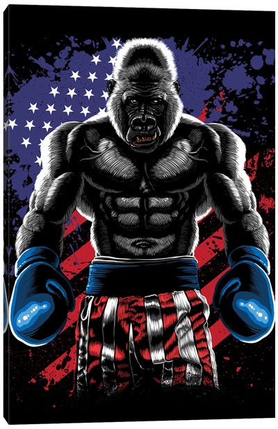 Gorilla Boxing Canvas Art Print - Alberto Perez