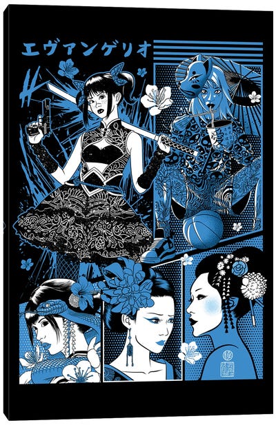 Geisha Warriors Canvas Art Print - Geisha