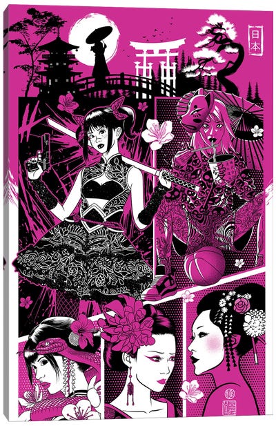 Pink Geisha Canvas Art Print - Alberto Perez