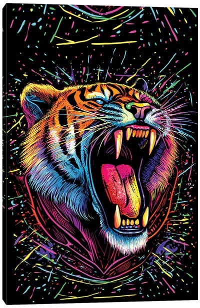 Bored Screaming Psychedelic Tiger Canvas Art Print - Alberto Perez