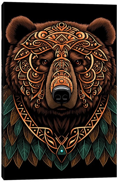 Bear Grizzly Tribal Chief Canvas Art Print - Grizzly Bear Art