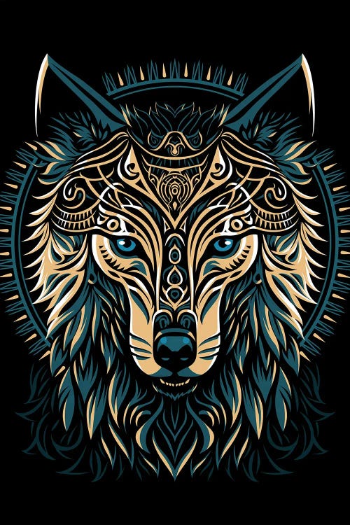 Tribal Golden Shield Wolf