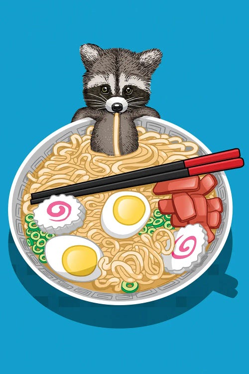 Raccoon Ramen by Alberto Perez wall art