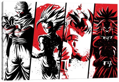 Red Warriors Canvas Art Print - Dragon Ball Z