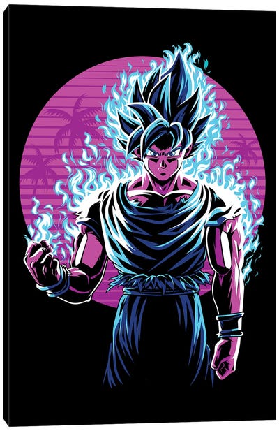 Retro Super Blue Canvas Art Print - Goku