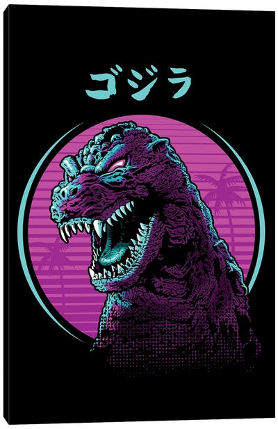 Retro Giant Canvas Art Print - Godzilla
