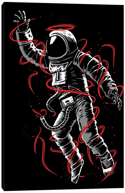 Astronaut Red Lines Canvas Art Print - Alberto Perez