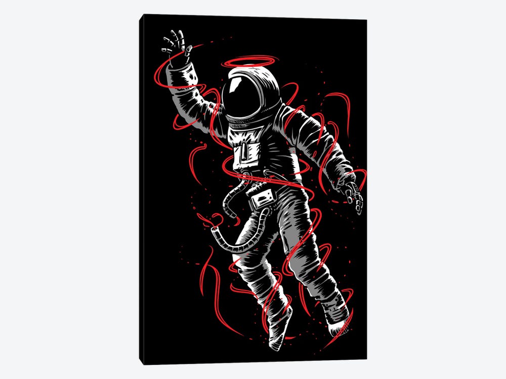 Astronaut Red Lines by Alberto Perez 1-piece Canvas Art Print