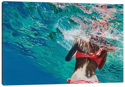 Swirling Lightly Canvas Art Print - Women's Swimsuit & Bikini Art