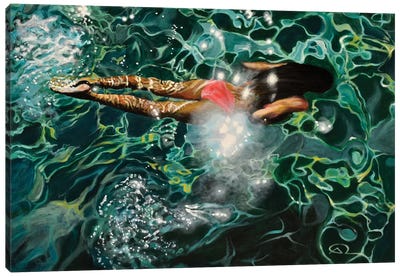 Under The Levrossos Pier Canvas Art Print - Underwater Art