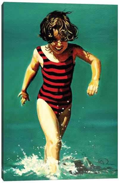 Little Red Bee Canvas Art Print - Women's Swimsuit & Bikini Art