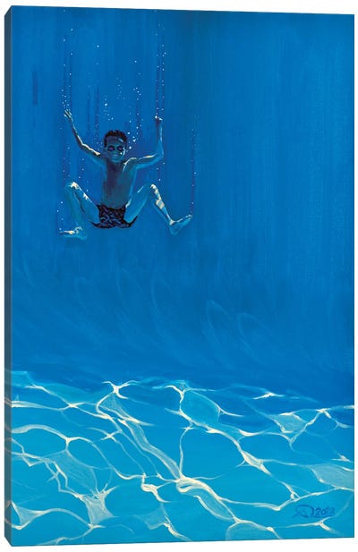Tombé Du Ciel Canvas Art Print - Swimming Art