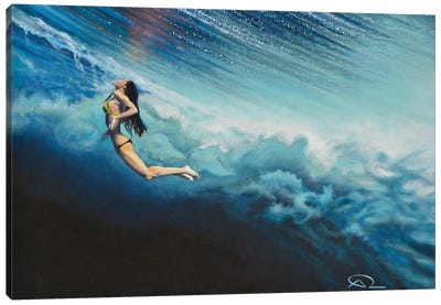 Dancing Beneath The Clouds Canvas Art Print - Women's Swimsuit & Bikini Art