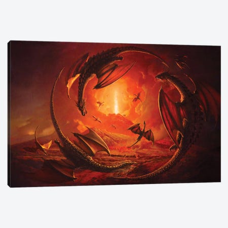 Dragons At Vesuvius From Portici Canvas Print #ARF15} by Ars Fantasio Canvas Art Print