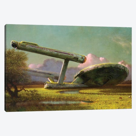 Forgotten Spaceship At The Meadow Canvas Print #ARF17} by Ars Fantasio Art Print
