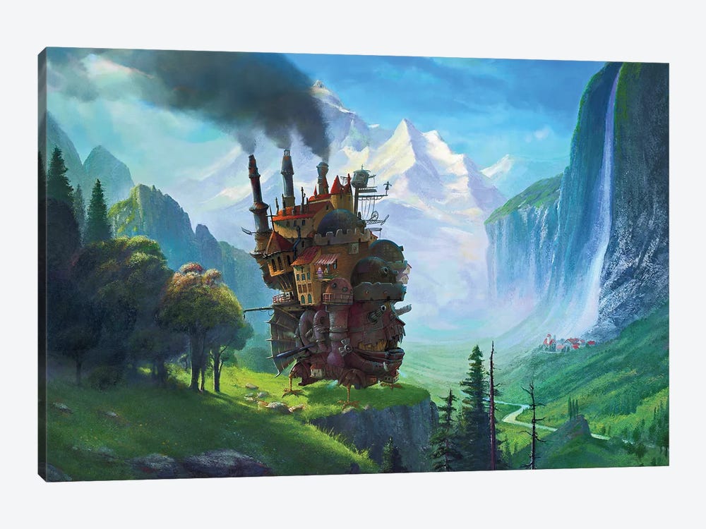 Howls Moving Castle At Staubbach Falls Switzerland by Ars Fantasio 1-piece Canvas Art Print
