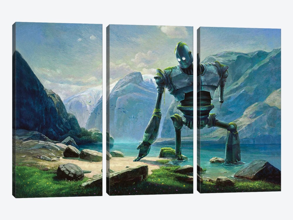 Iron Giant At Lake In Switzerland by Ars Fantasio 3-piece Canvas Wall Art