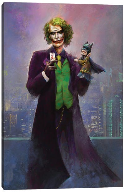 Joker Vs. Batman Canvas Art Print - Evil Clown Art