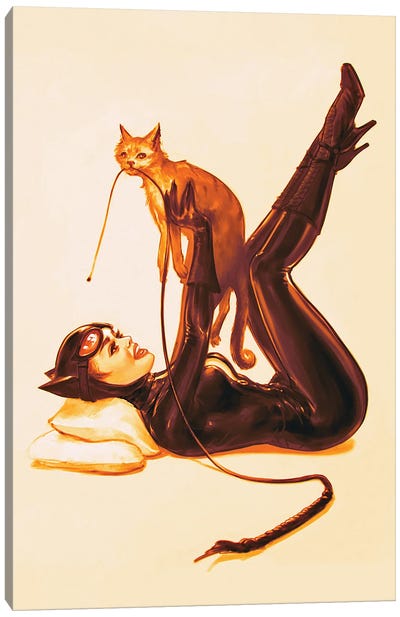 Lucky Cat Canvas Art Print - Catwoman