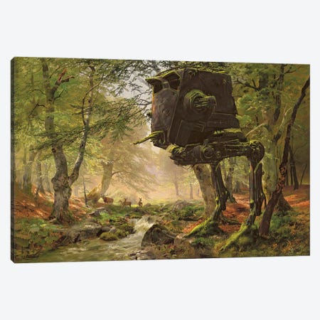 Abandoned AT-ST In The Forest Canvas Print #ARF2} by Ars Fantasio Canvas Wall Art