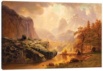 Millennium Falcon At The Mountains Canvas Art Print