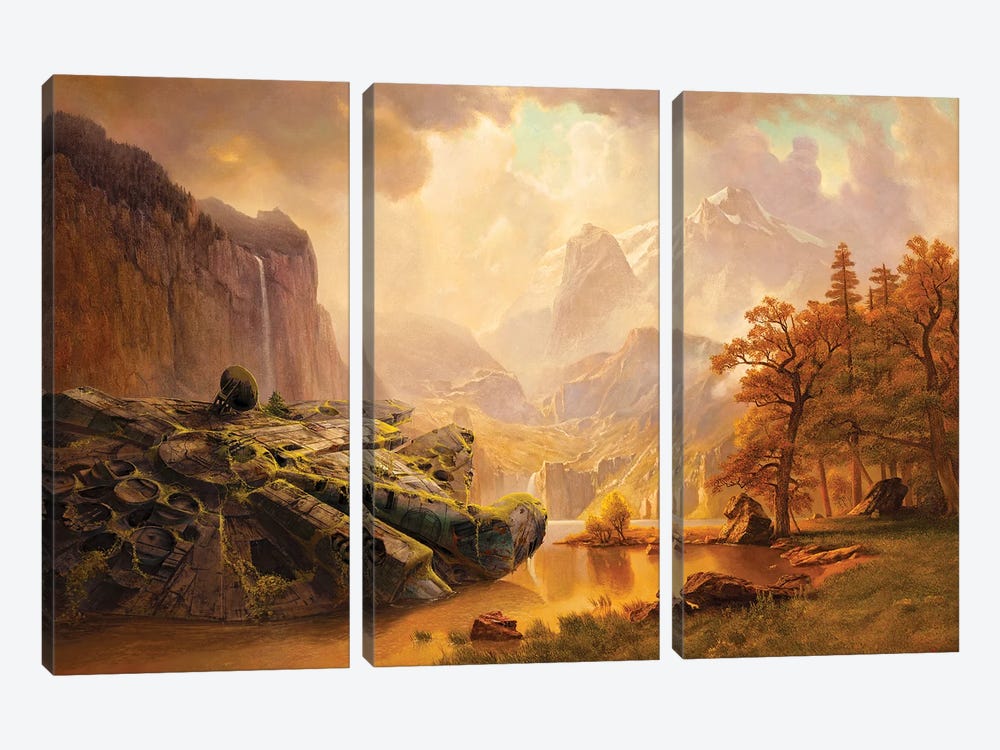 Millennium Falcon At The Mountains by Ars Fantasio 3-piece Canvas Art Print