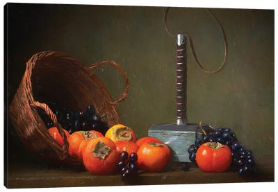 Mjolnir On Still Life Canvas Art Print - Ars Fantasio