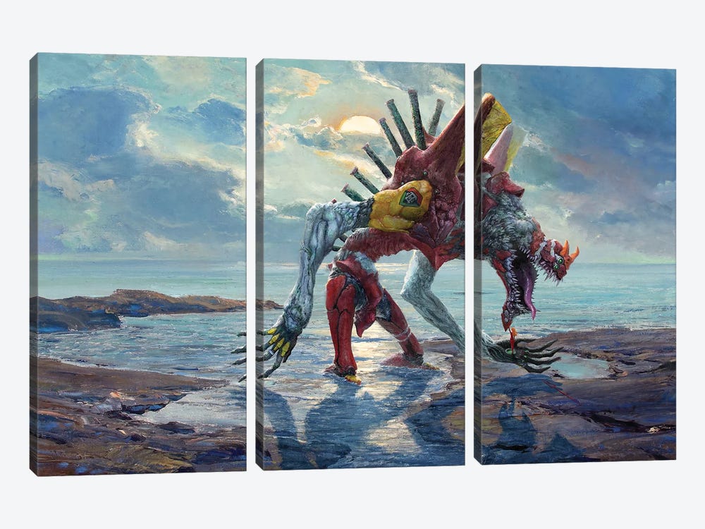 Of Risen Moon And Beast by Ars Fantasio 3-piece Canvas Artwork