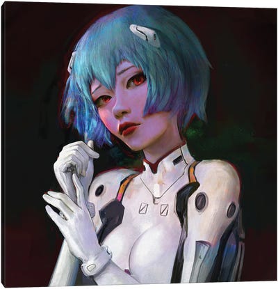 Rei Portrait Canvas Art Print - Neon Genesis Evangelion