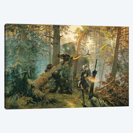 Robots Playing In A Pineforest Canvas Print #ARF42} by Ars Fantasio Canvas Print
