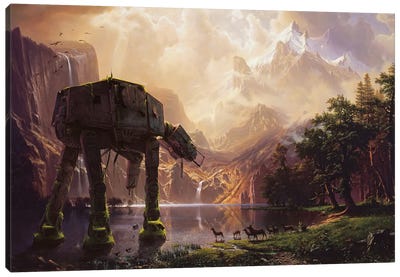 AT-AT Among The Sierra Nevada Canvas Art Print - Action & Adventure Movie Art