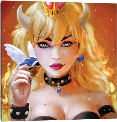 Bowsette Portrait Canvas Art Print - Other Video Game Characters