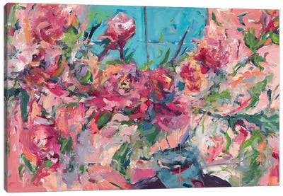 Flowers On The Windowsill Canvas Art Print - Amira Rahim