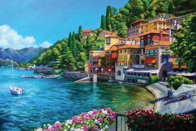 Varenna - Lake Como by John Clark framed canvas print