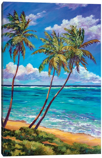 East End Palms Canvas Art Print - Teal Art
