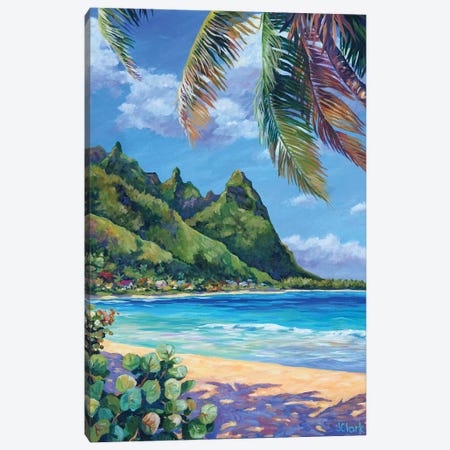Swaying Palm On Makua Beach Canvas Print #ARK105} by John Clark Canvas Art Print