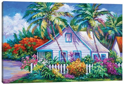 Cottage With Picket Fence Canvas Art Print