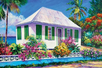 House With Green Shutters by John Clark canvas print