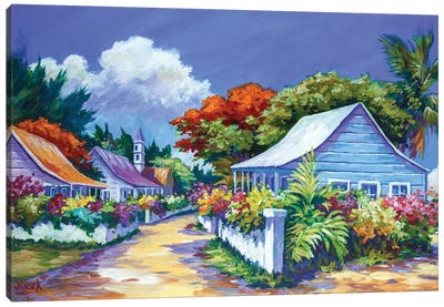 Bodden Town Cottages Canvas Art Print - Caribbean Art