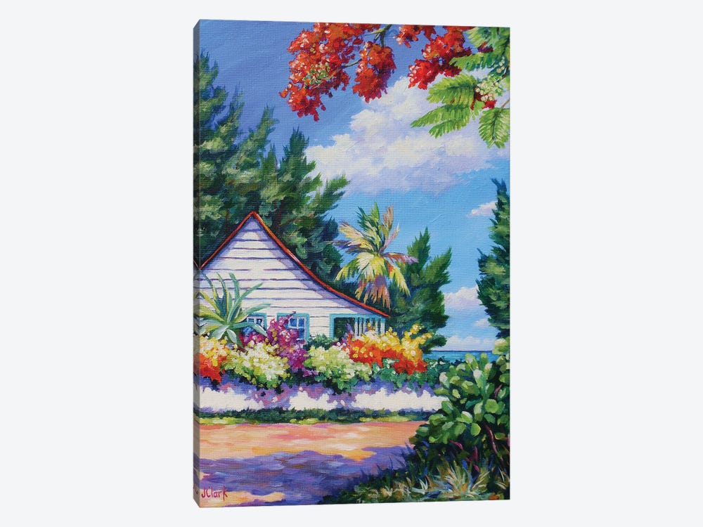 Poinciana And Cottage by John Clark 1-piece Canvas Art Print