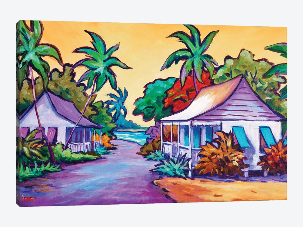 Caribbean Cottages by John Clark 1-piece Canvas Print