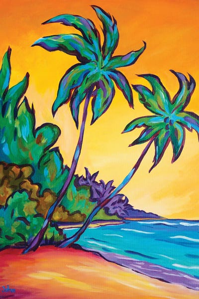 Two Palms At Twilight by John Clark multi panel art