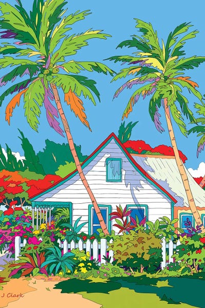 Home With Picket Fence by John Clark canvas print